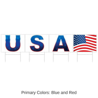 6 Pack Bulk Plastic USA Party Yard Sign