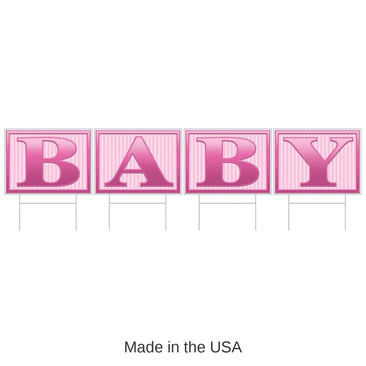 6 Pack Bulk Plastic Baby Yard Sign- Pink