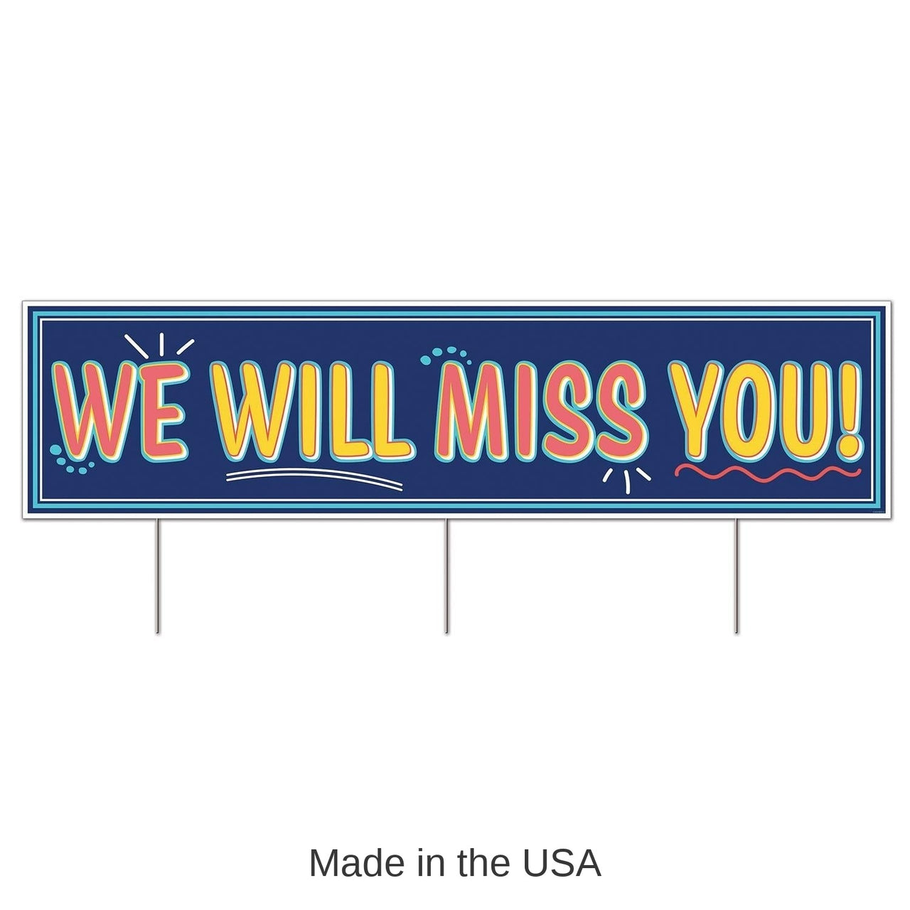 6 Pack Bulk Plastic Jumbo "We Will Miss You!" Party Yard Sign