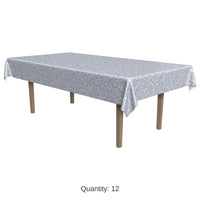 Bulk 12 Pack Bulk Silver Printed Sequined Party Tablecover