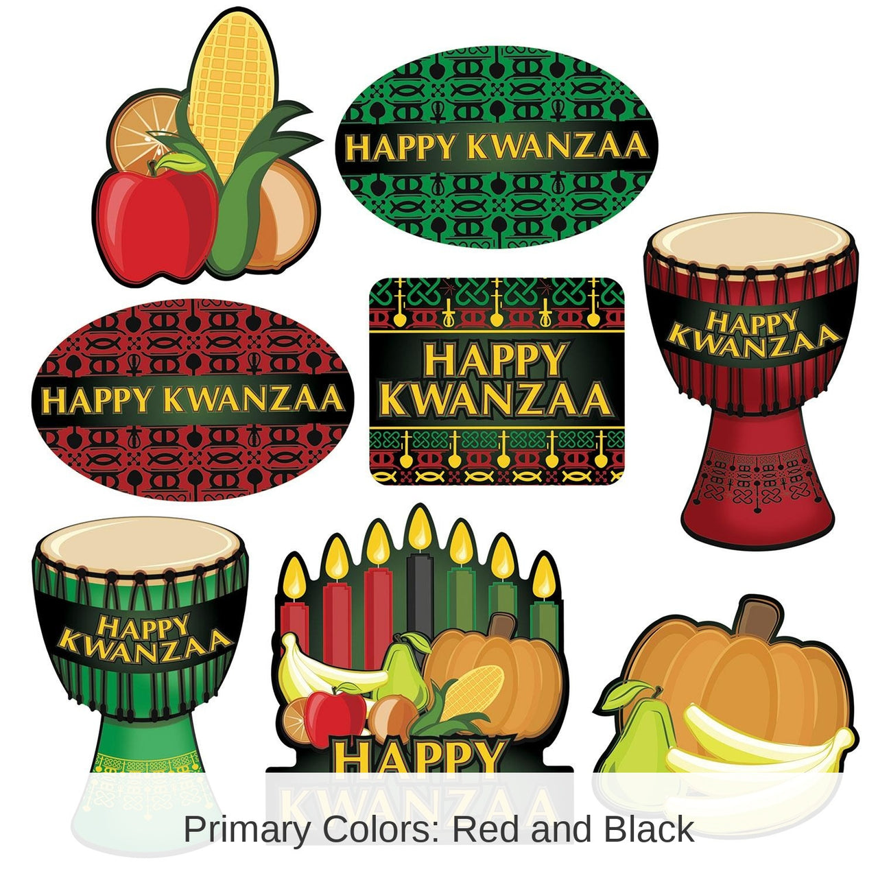 96 Pack Bulk Happy Kwanzaa Cutouts