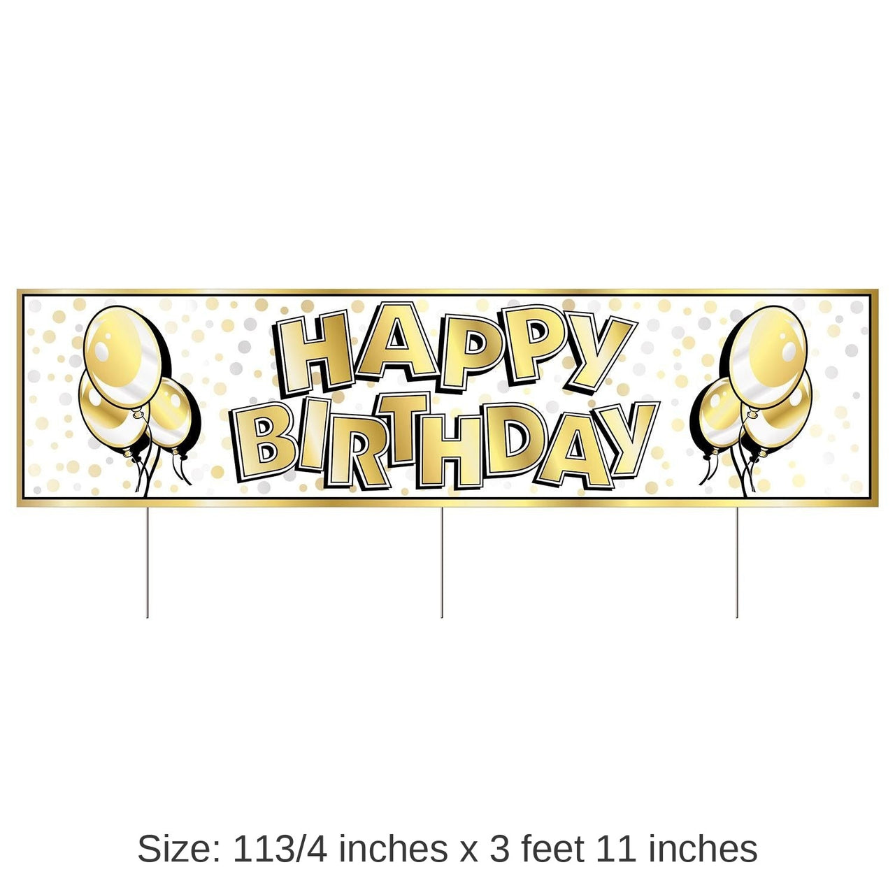 6 Pack Bulk Plastic Jumbo Happy Birthday Party Yard Sign- Gold