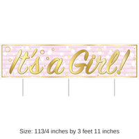 6 Pack Bulk Plastic Jumbo It's A Girl! Yard Sign