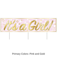 6 Pack Bulk Plastic Jumbo It's A Girl! Yard Sign