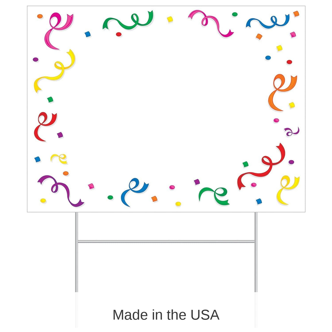 6 Pack Bulk Plastic Blank Party Yard Sign with Confetti