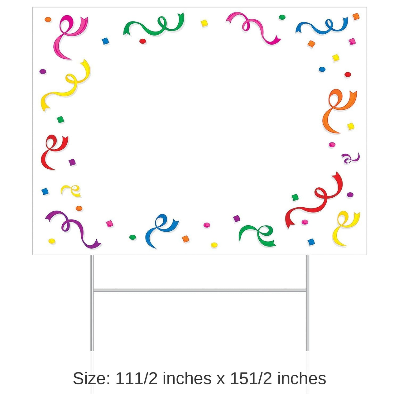 6 Pack Bulk Plastic Blank Party Yard Sign with Confetti