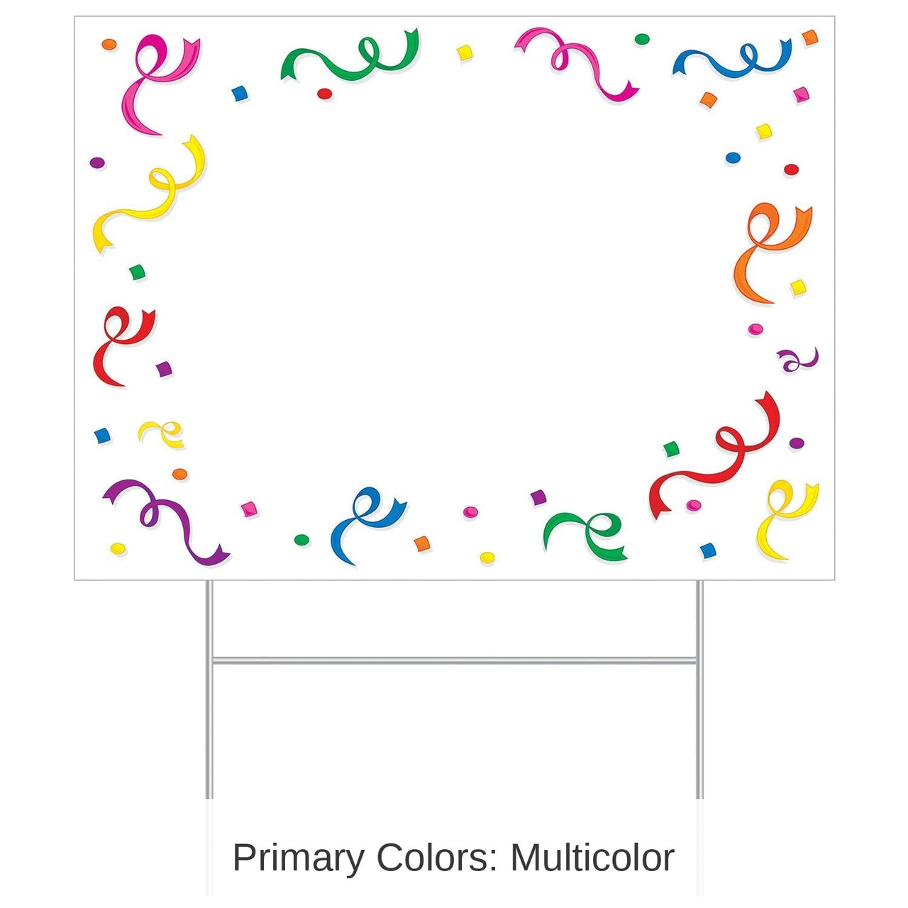 6 Pack Bulk Plastic Blank Party Yard Sign with Confetti