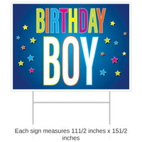 6 Pack Bulk Plastic Birthday Party Boy Yard Sign