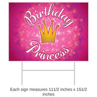 6 Pack Bulk Plastic Birthday Party Princess Yard Sign