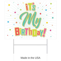 6 Pack Bulk Plastic It's My Birthday Party! Yard Sign