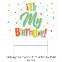 6 Pack Bulk Plastic It's My Birthday Party! Yard Sign