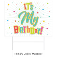 6 Pack Bulk Plastic It's My Birthday Party! Yard Sign