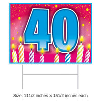6 Pack Bulk Plastic 40th Birthday Party Yard Sign