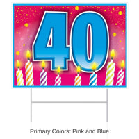 6 Pack Bulk Plastic 40th Birthday Party Yard Sign