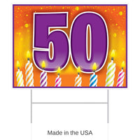 6 Pack Bulk Plastic 50th Birthday Party Yard Sign