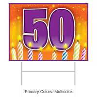 6 Pack Bulk Plastic 50th Birthday Party Yard Sign