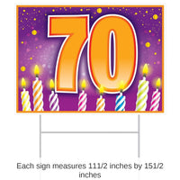 6 Pack Bulk Plastic 70th Birthday Party Yard Sign