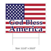 6 Pack Bulk Plastic God Bless America Party Yard Sign