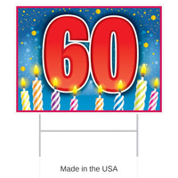 6 Pack Bulk Plastic 60th Birthday Party Yard Sign
