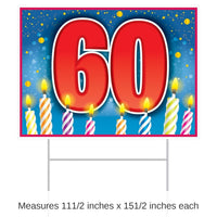 6 Pack Bulk Plastic 60th Birthday Party Yard Sign