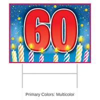 6 Pack Bulk Plastic 60th Birthday Party Yard Sign