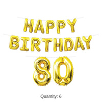 6 Pack Bulk Happy Birthday Party 80th Balloon Streamer
