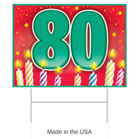 6 Pack Bulk Plastic 80th Birthday Party Yard Sign
