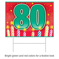 6 Pack Bulk Plastic 80th Birthday Party Yard Sign