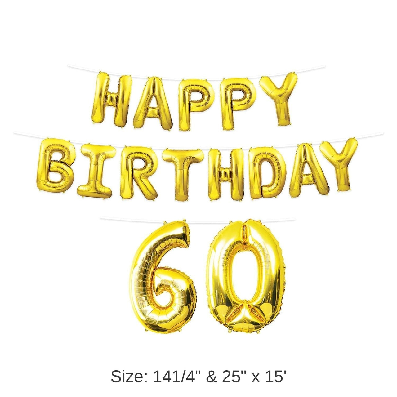 6 Pack Bulk Happy Birthday Party 60th Balloon Streamer