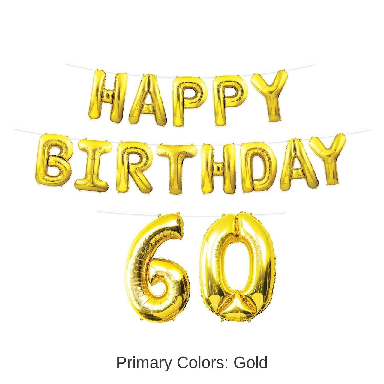 6 Pack Bulk Happy Birthday Party 60th Balloon Streamer