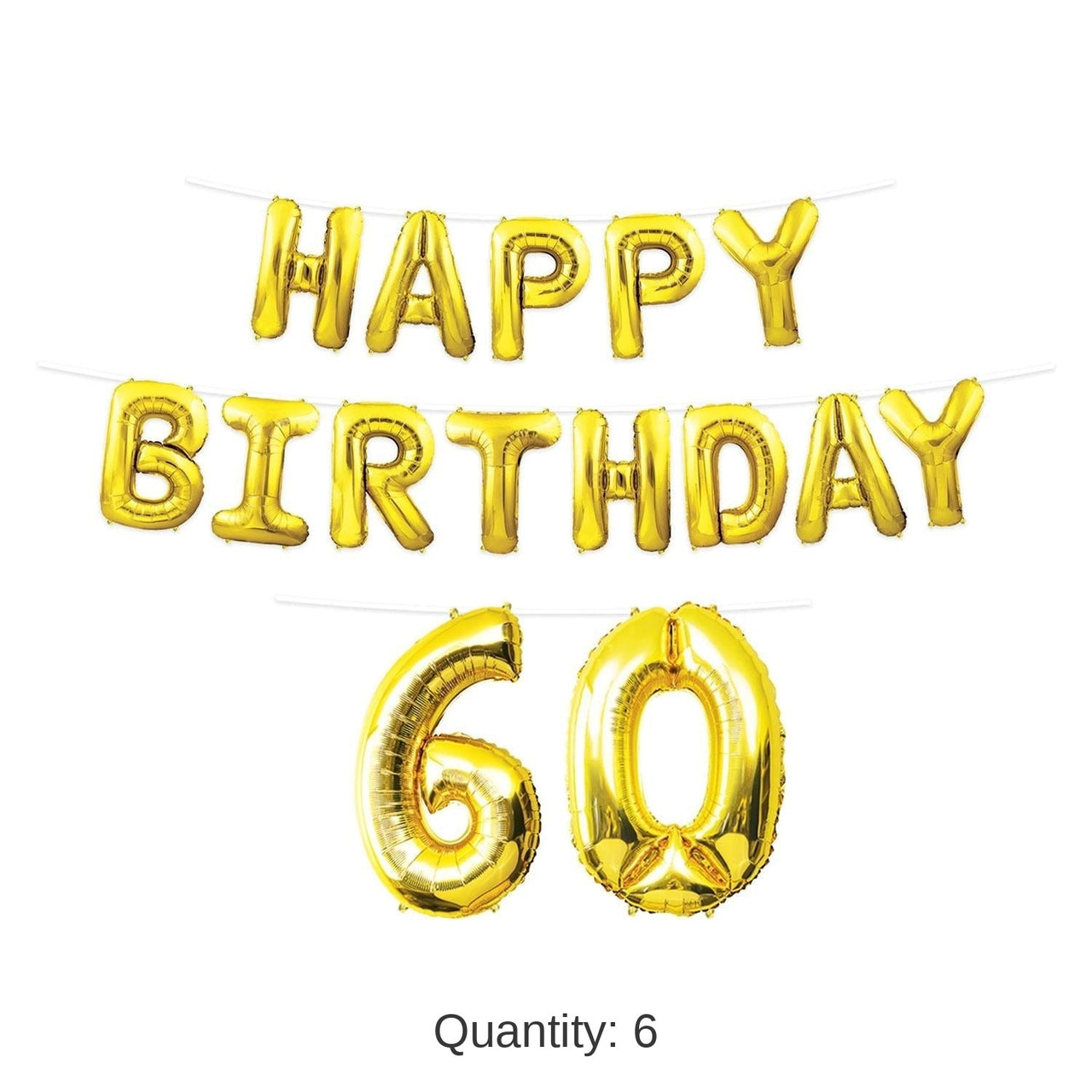 6 Pack Bulk Happy Birthday Party 60th Balloon Streamer
