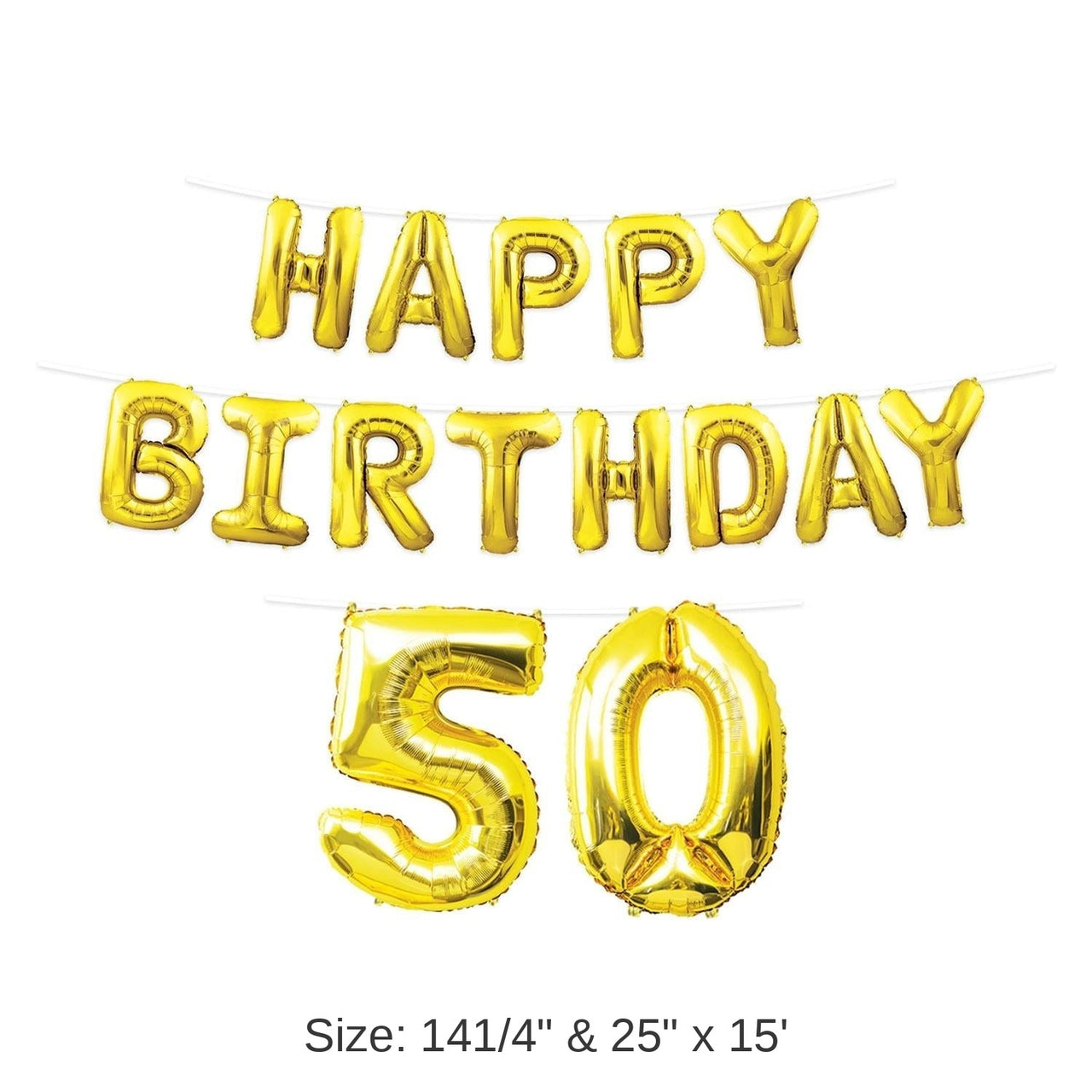 6 Pack Bulk Happy Birthday Party 50th Balloon Streamer