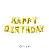 6 Pack Bulk Happy Birthday Party Balloon Streamer - Gold