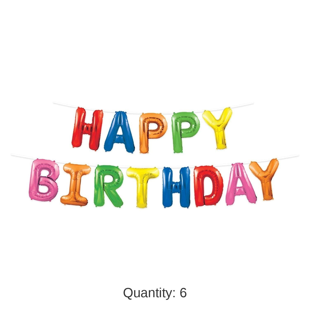 6 Pack Bulk Happy Birthday Party Balloon Streamer - Multi-Color