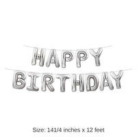 6 Pack Bulk Happy Birthday Party Balloon Streamer - Silver