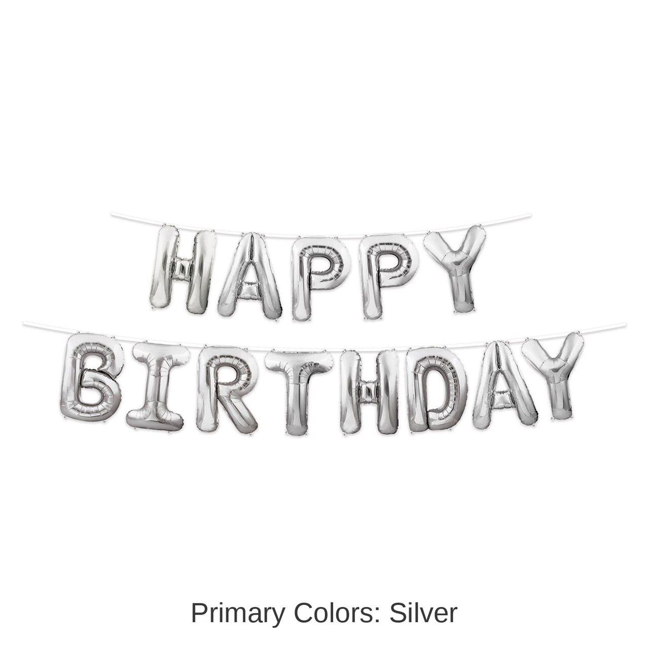 6 Pack Bulk Happy Birthday Party Balloon Streamer - Silver