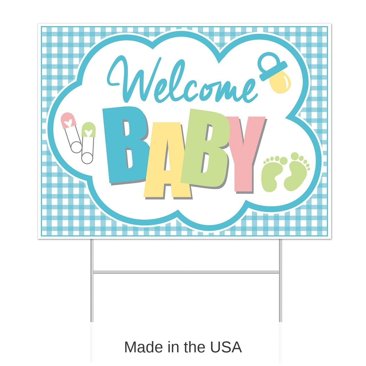 6 Pack Bulk Plastic Welcome Baby Yard Sign