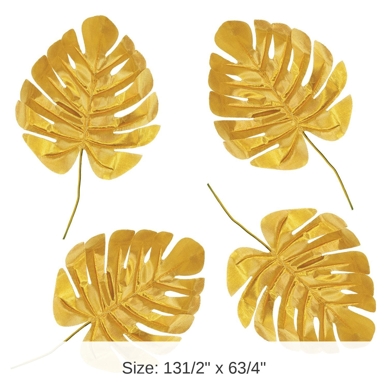 6 Piece Bulk Luau Party Fabric Gold Palm Leaves