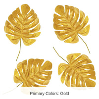 6 Piece Bulk Luau Party Fabric Gold Palm Leaves