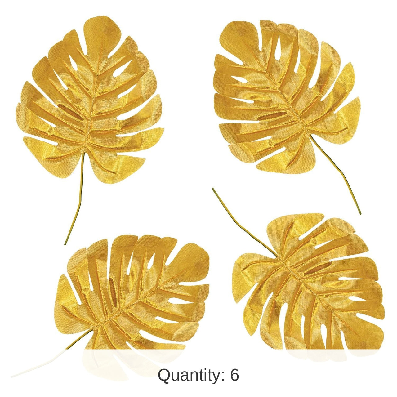 6 Piece Bulk Luau Party Fabric Gold Palm Leaves
