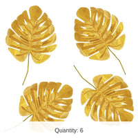 6 Piece Bulk Luau Party Fabric Gold Palm Leaves