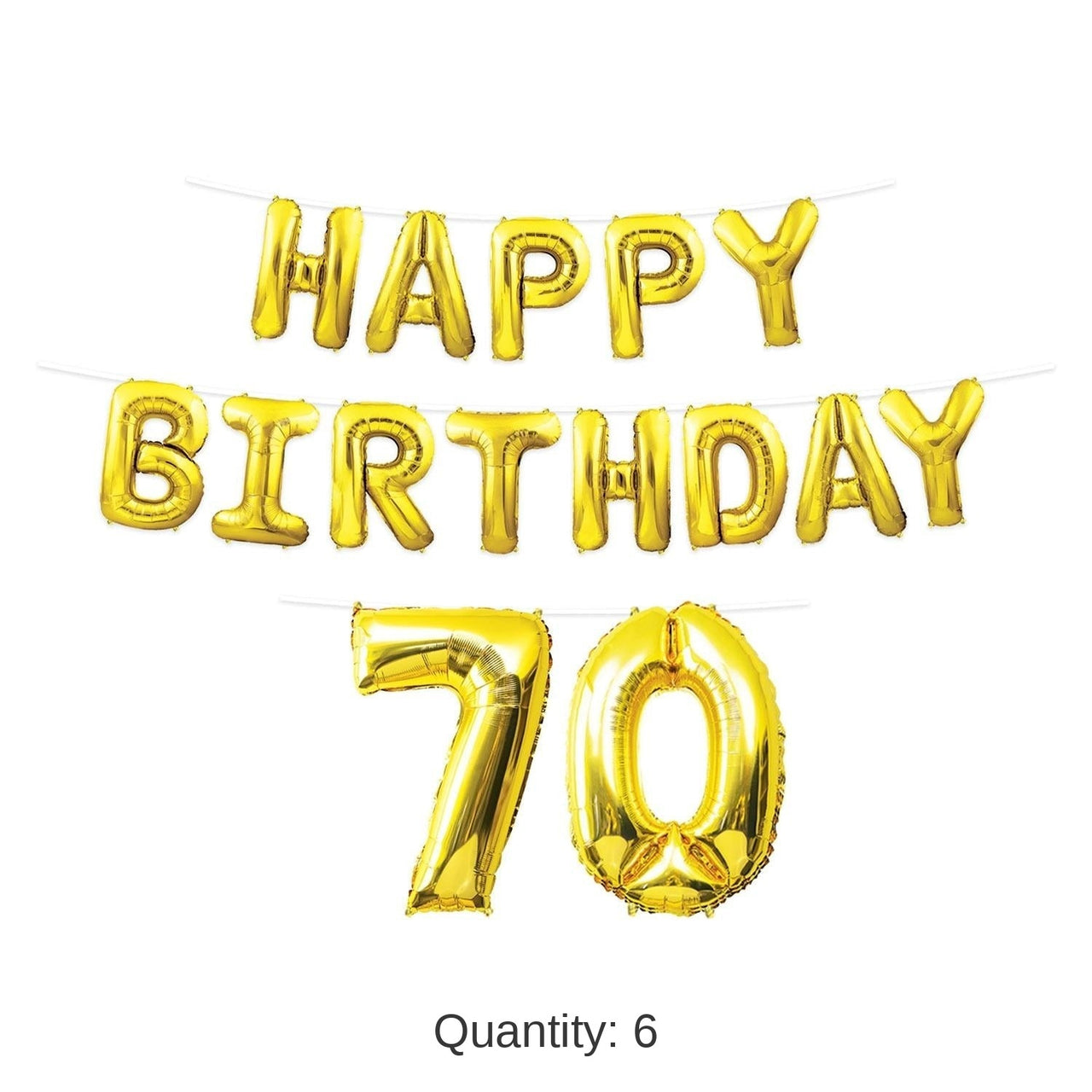 6 Pack Bulk Happy Birthday Party 70th Balloon Streamer