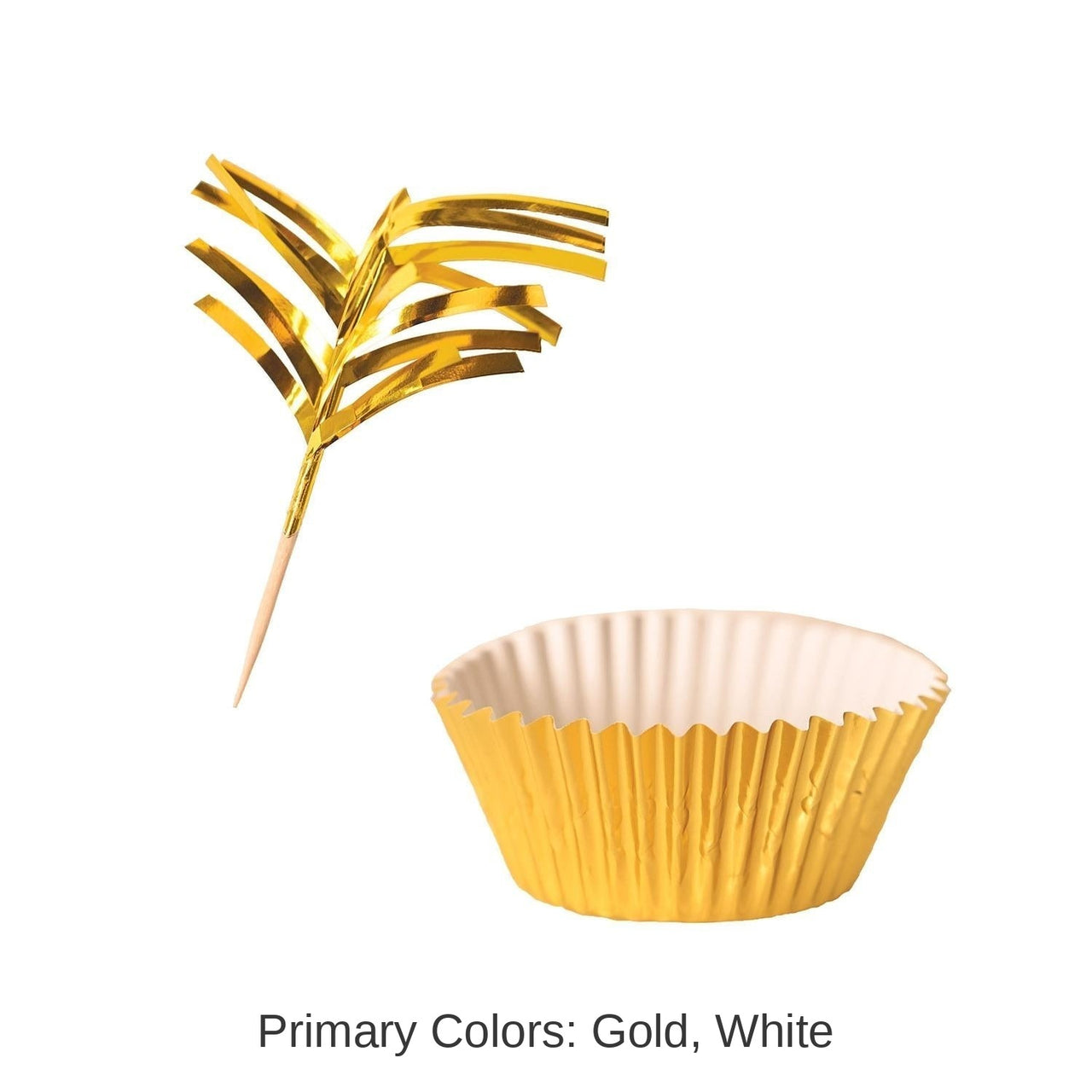 144 Pack Bulk Metallic Party Cupcake Liners & Picks - Gold