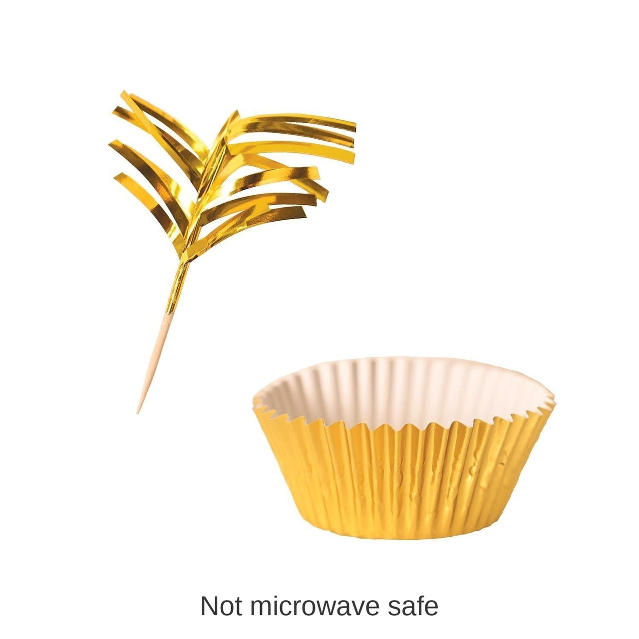 144 Pack Bulk Metallic Party Cupcake Liners & Picks - Gold