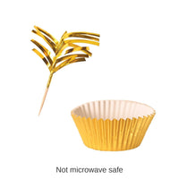 144 Pack Bulk Metallic Party Cupcake Liners & Picks - Gold