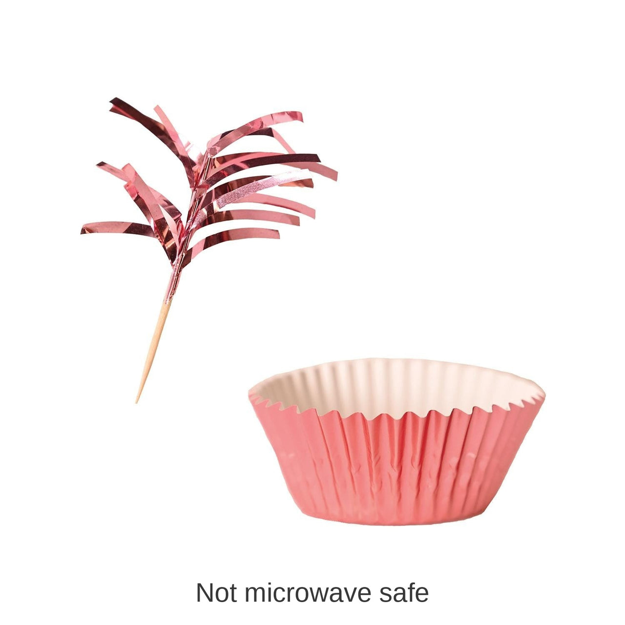 144 Pack Bulk Metallic Party Cupcake Liners & Picks - Rose Gold