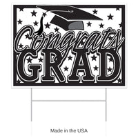 6 Pack Bulk Black Plastic Congrats Grad Yard Sign