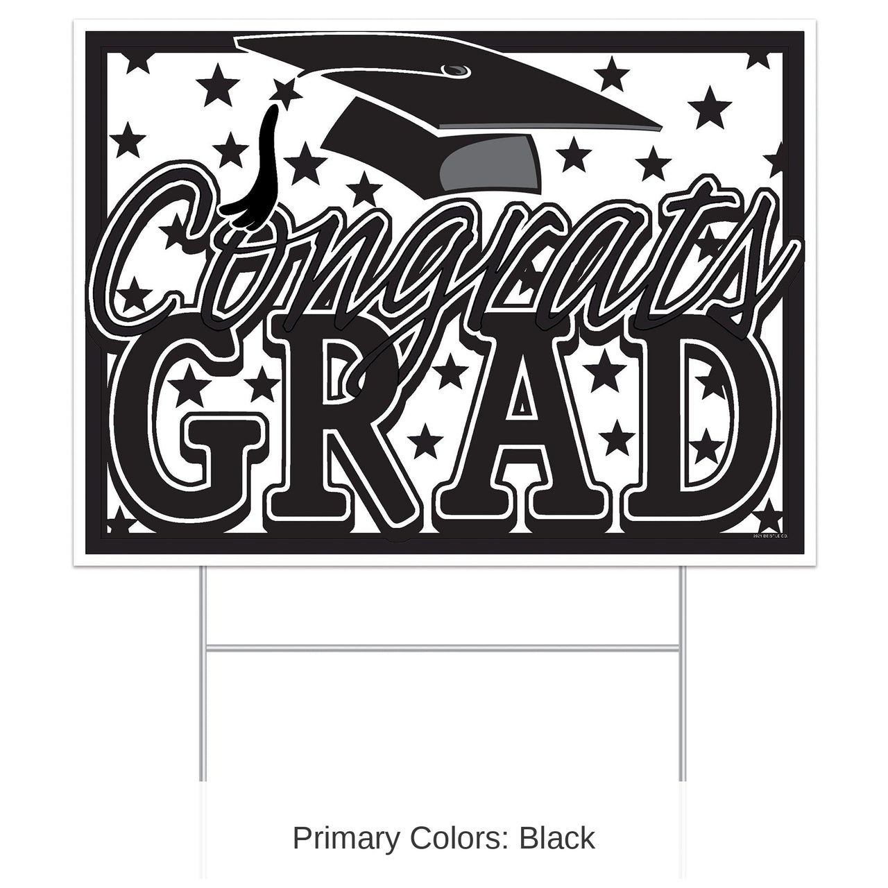 6 Pack Bulk Black Plastic Congrats Grad Yard Sign