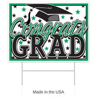 6 Pack Bulk Plastic Green Congrats Grad Graduation Party Yard Sign