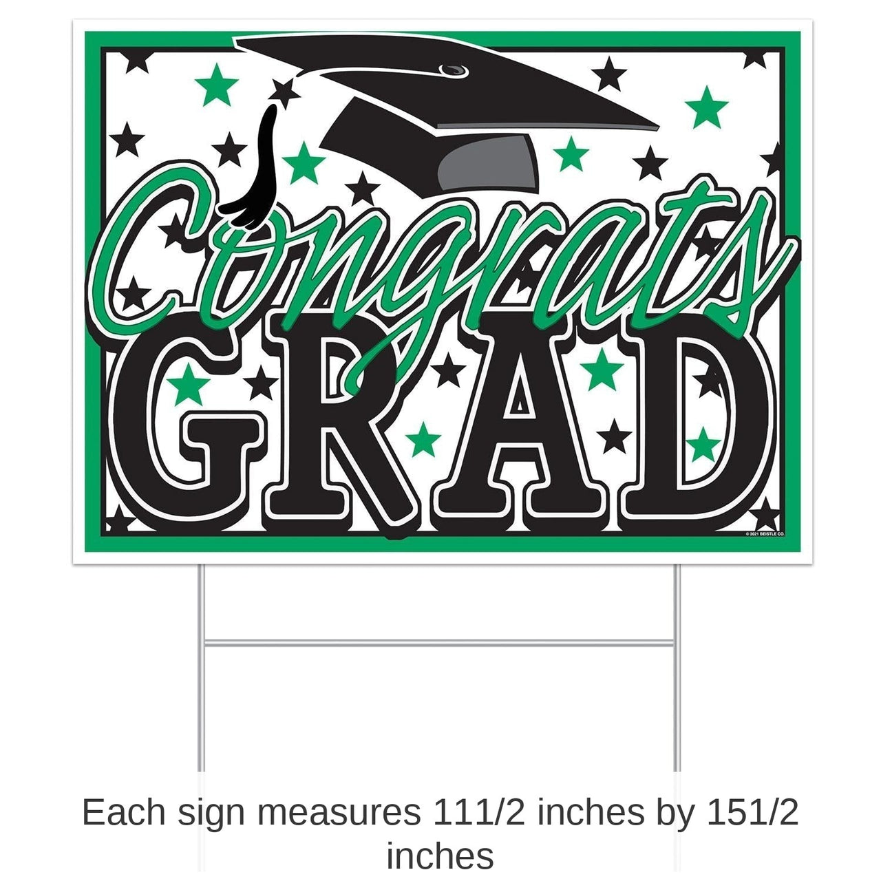 6 Pack Bulk Plastic Green Congrats Grad Graduation Party Yard Sign